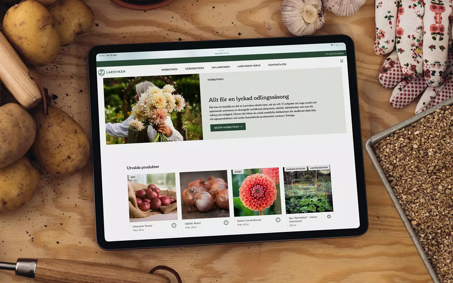 Sida från larsviken.se på läsplatta